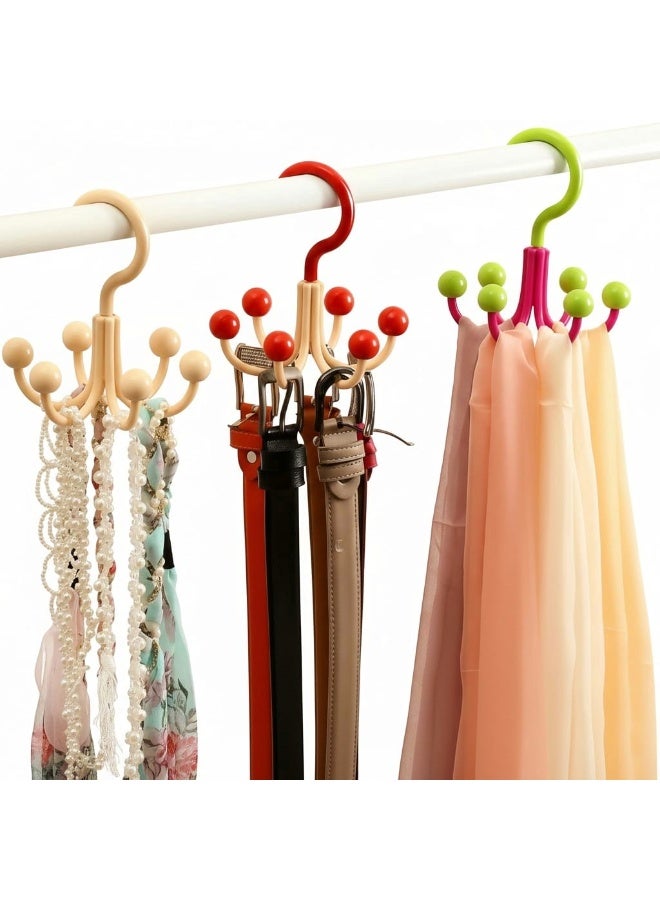 منظم خزانة ملابس دوار بستة خطافات للأوشحة والملابس الداخلية، مصنوع من بلاستيك متين، يدور 360 درجة لتوفير مساحة في الخزانة وسهولة الوصول. - Image 5